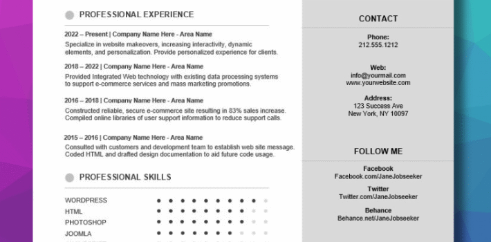 Resume Examples - Belgium Resume Template