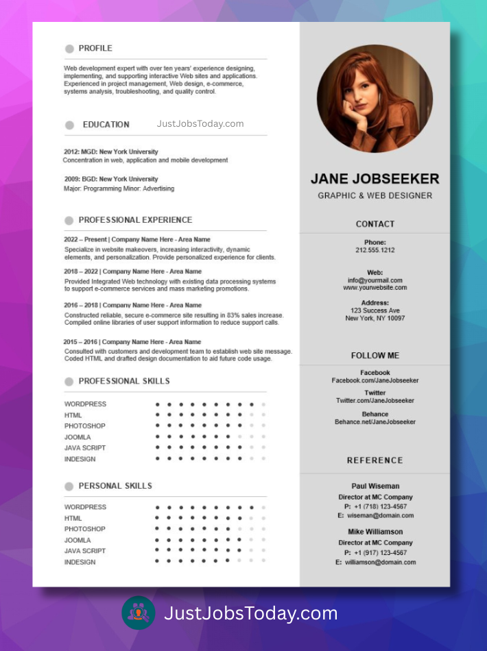 Resume Examples - Belgium Resume Template