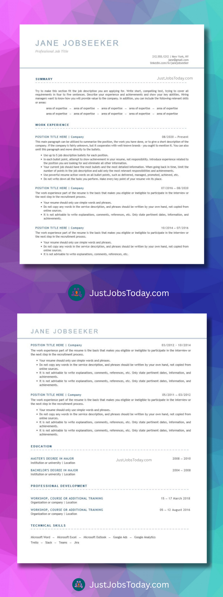 Resume Examples - Belize Resume Template 2 Pages