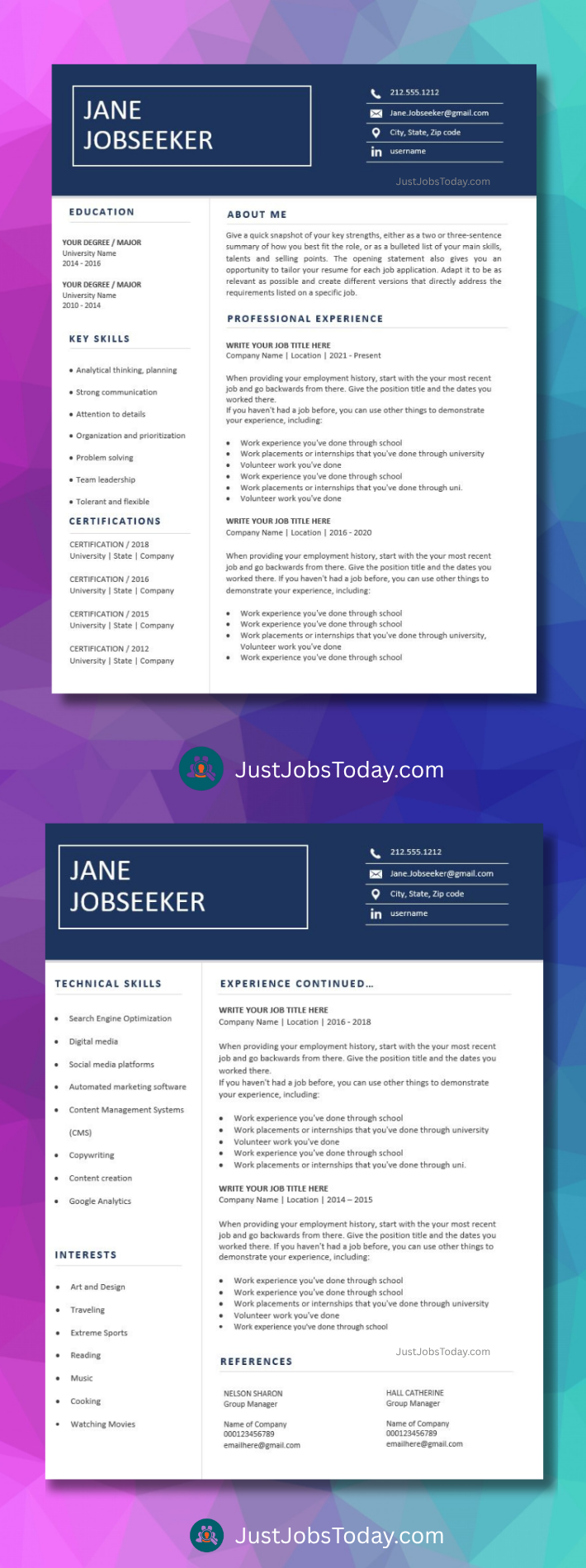 Resume Examples - Brazil Resume Template 2 Pages