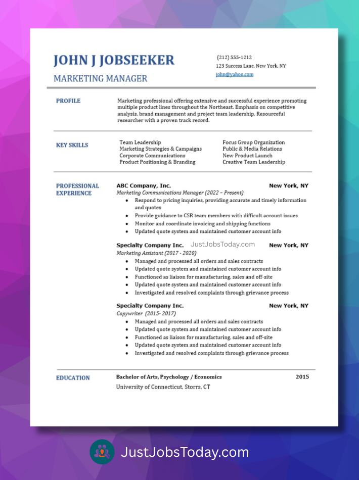 Resume Examples - CALI Resume Template