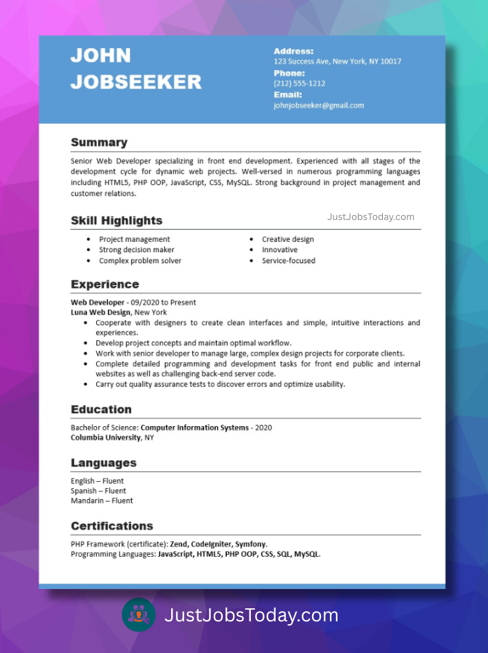 Resume Examples - Cambodia Resume Template