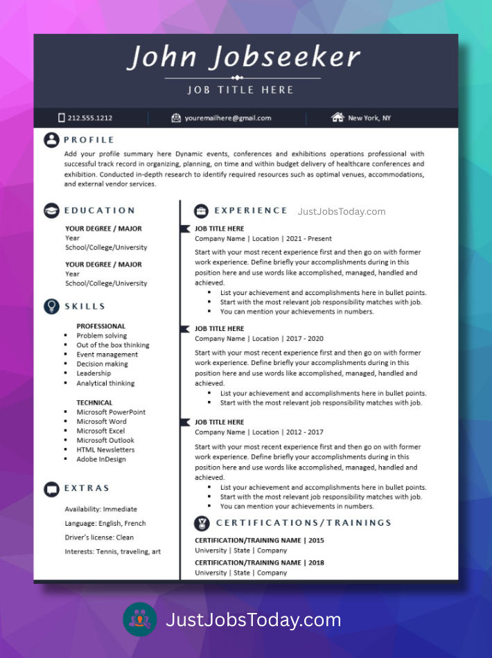 Resume Examples - Colombia Resume Template