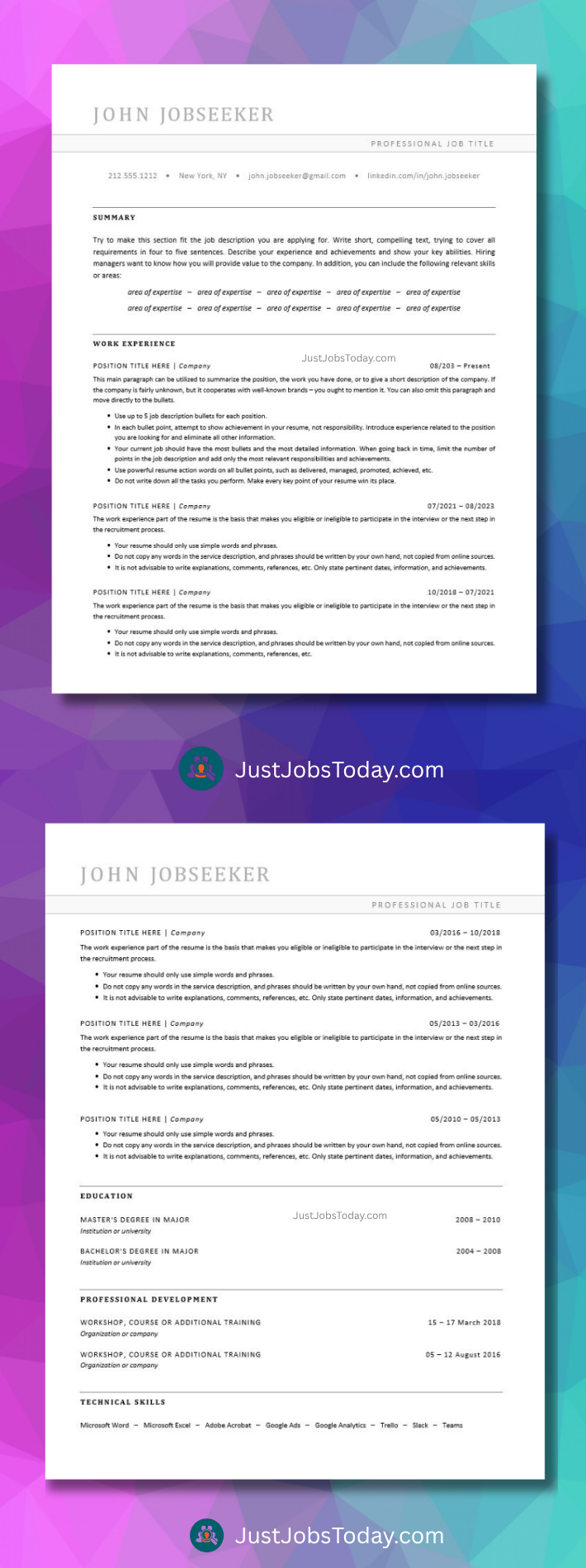 Resume Examples - Costa Rica Resume Template 2 Pages