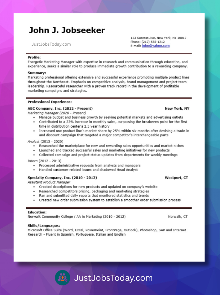Resume Examples - GINGER Resume Template