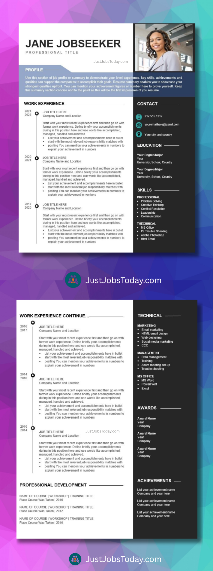 Resume Examples - Guyana Resume Template 2 Pages