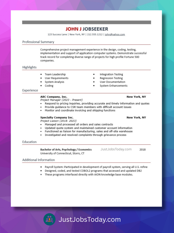 Resume Examples - HARMONY Resume Template