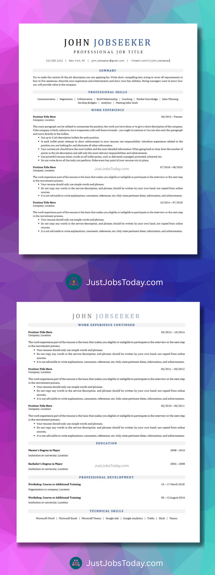 Resume Examples - Haiti Resume Template 2 Pages
