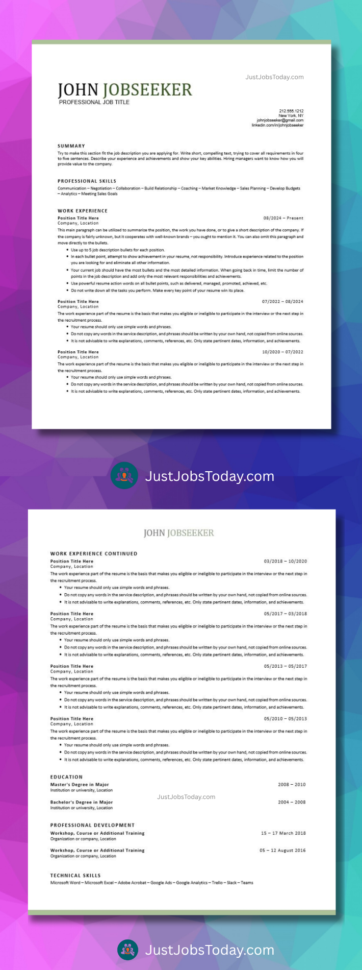 Resume Examples - Jamaica Resume Template 2 Pages