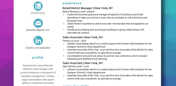 Resume Examples - Jordan Resume Template