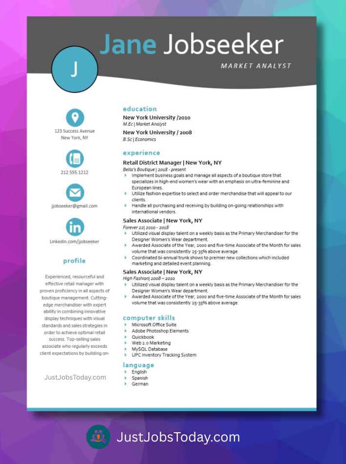 Resume Examples - Jordan Resume Template