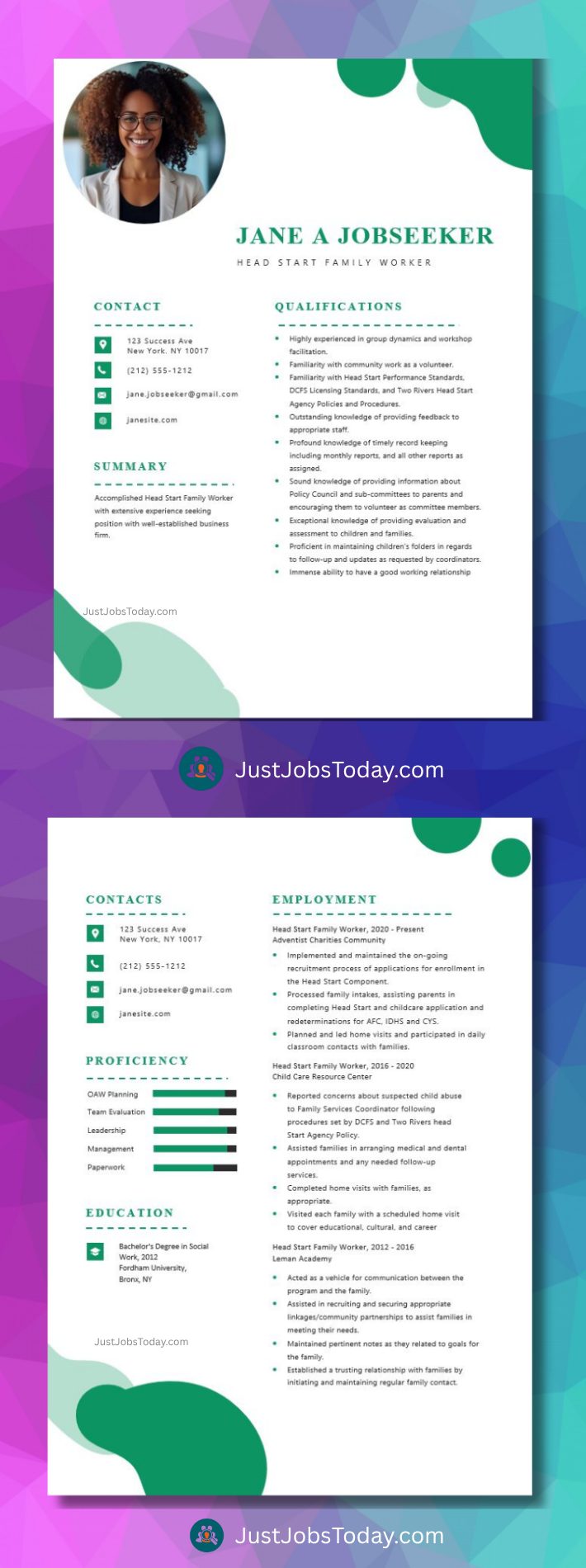 Resume Examples - Mali Resume Template 2 Pages