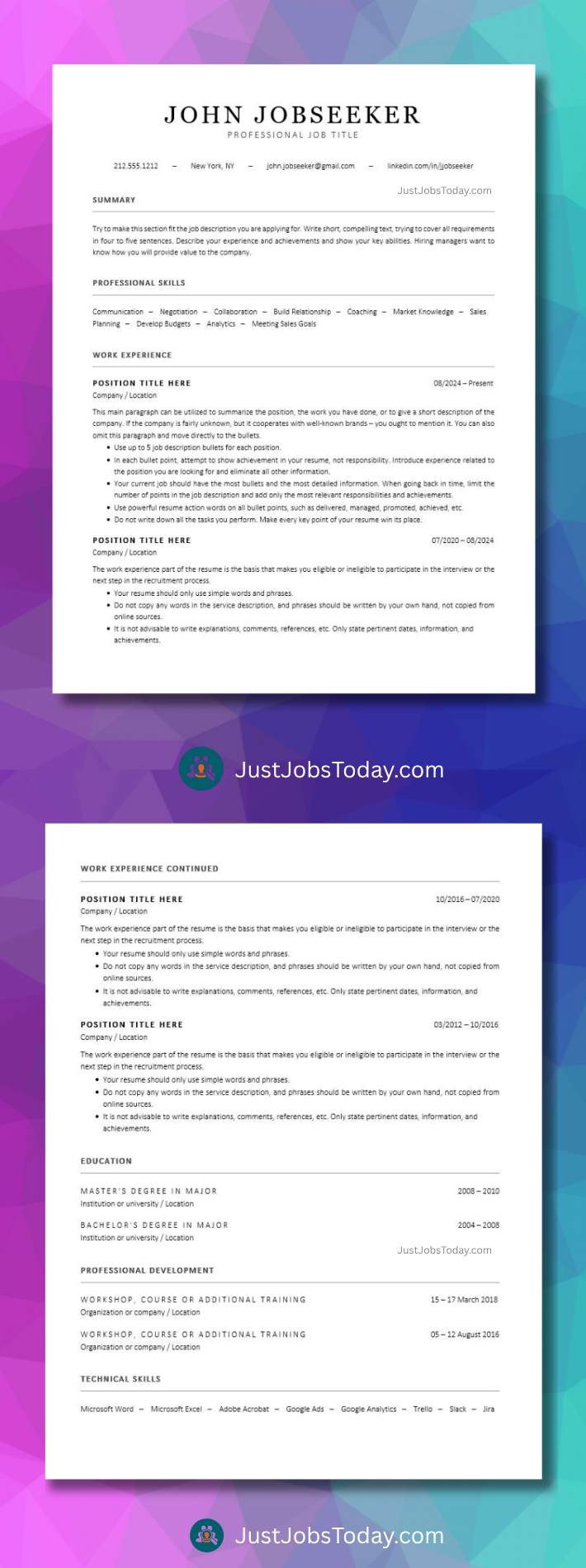 Resume Examples - Russia Resume Template 2 Pages