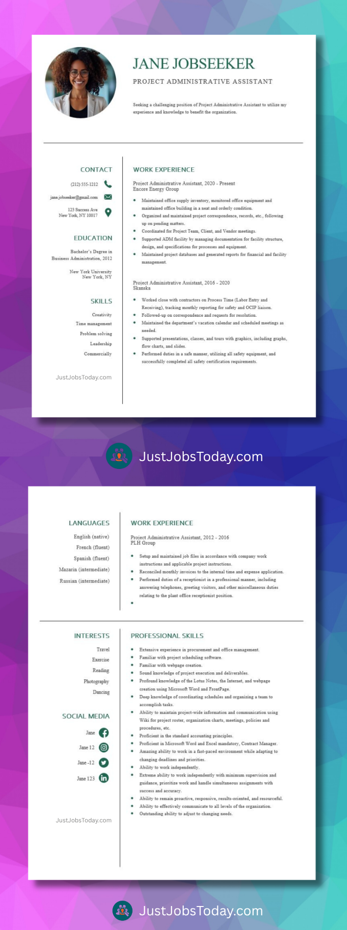 Resume Examples - Sweden Resume Template 2 Pages