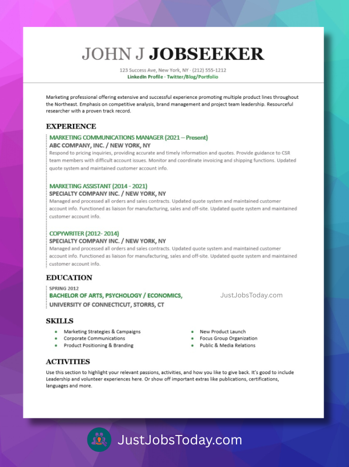 Resume Examples - TRY Resume Template