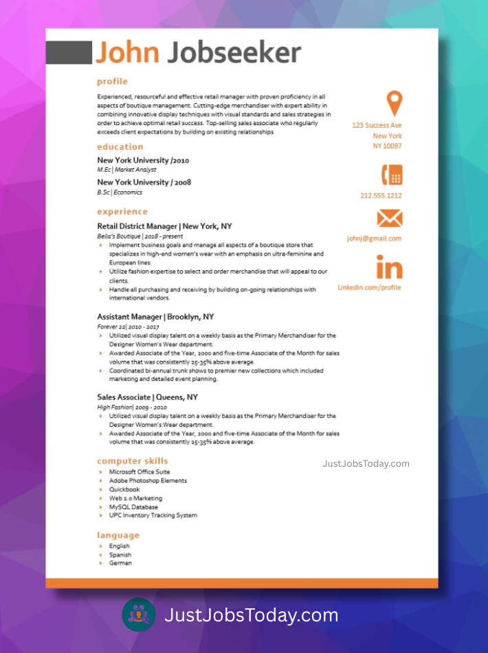 Resume Examples - Tanzania Resume Template