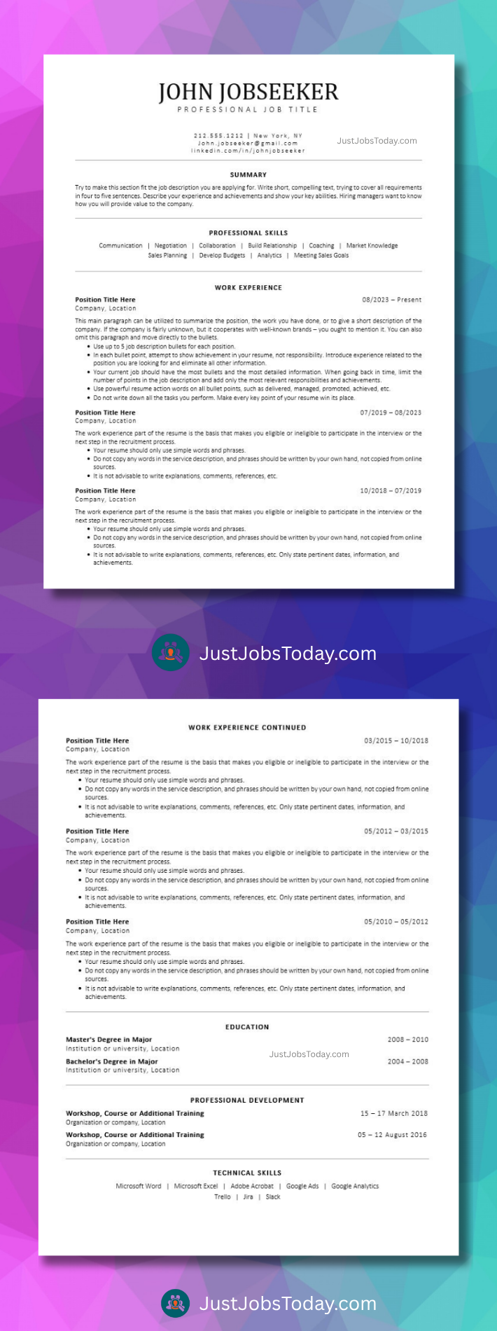 Resume Examples - Thailand Resume Template 2 Pages
